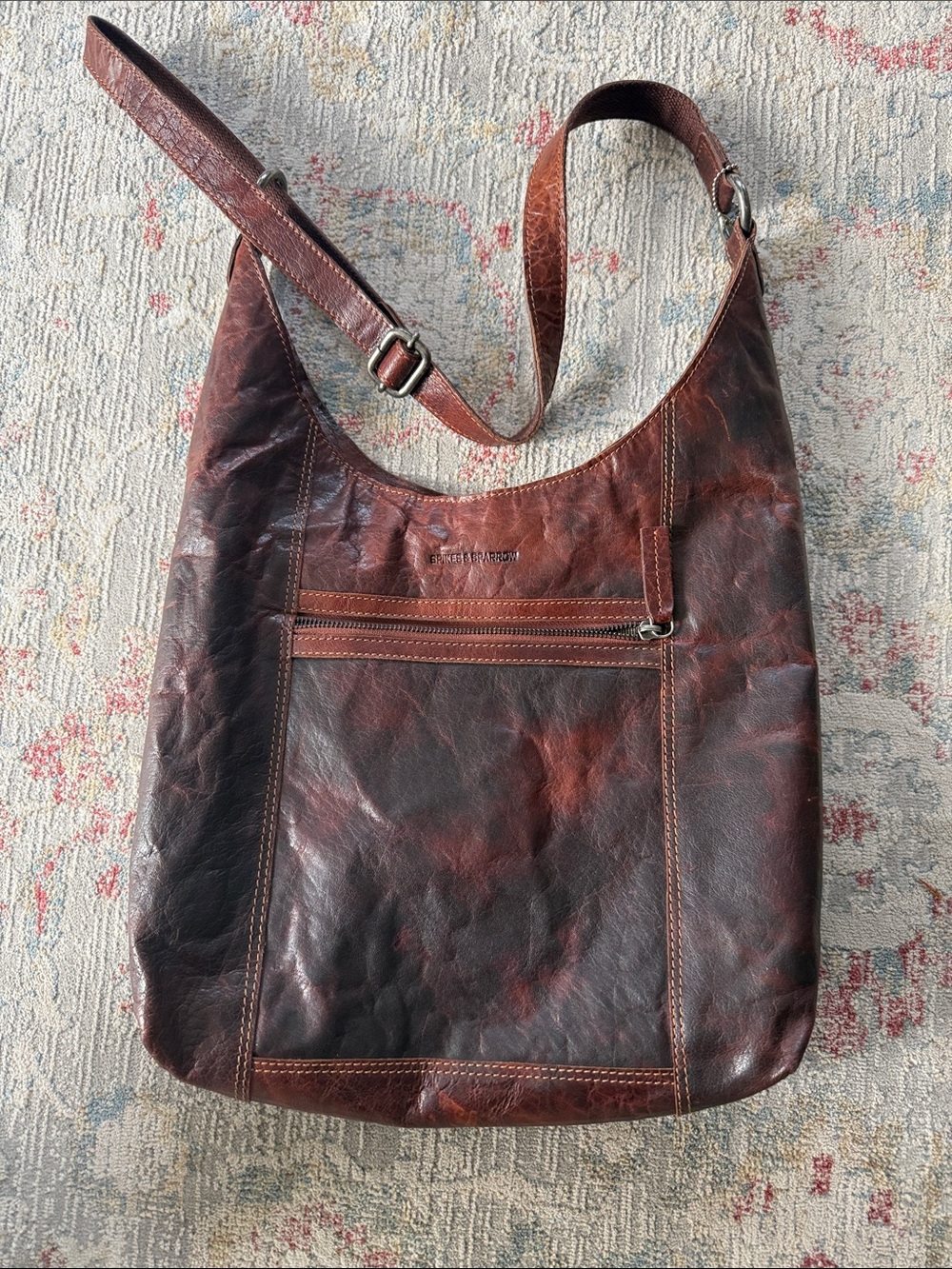 Spikes and sparrows Fossil distressed brown leather messenger bag